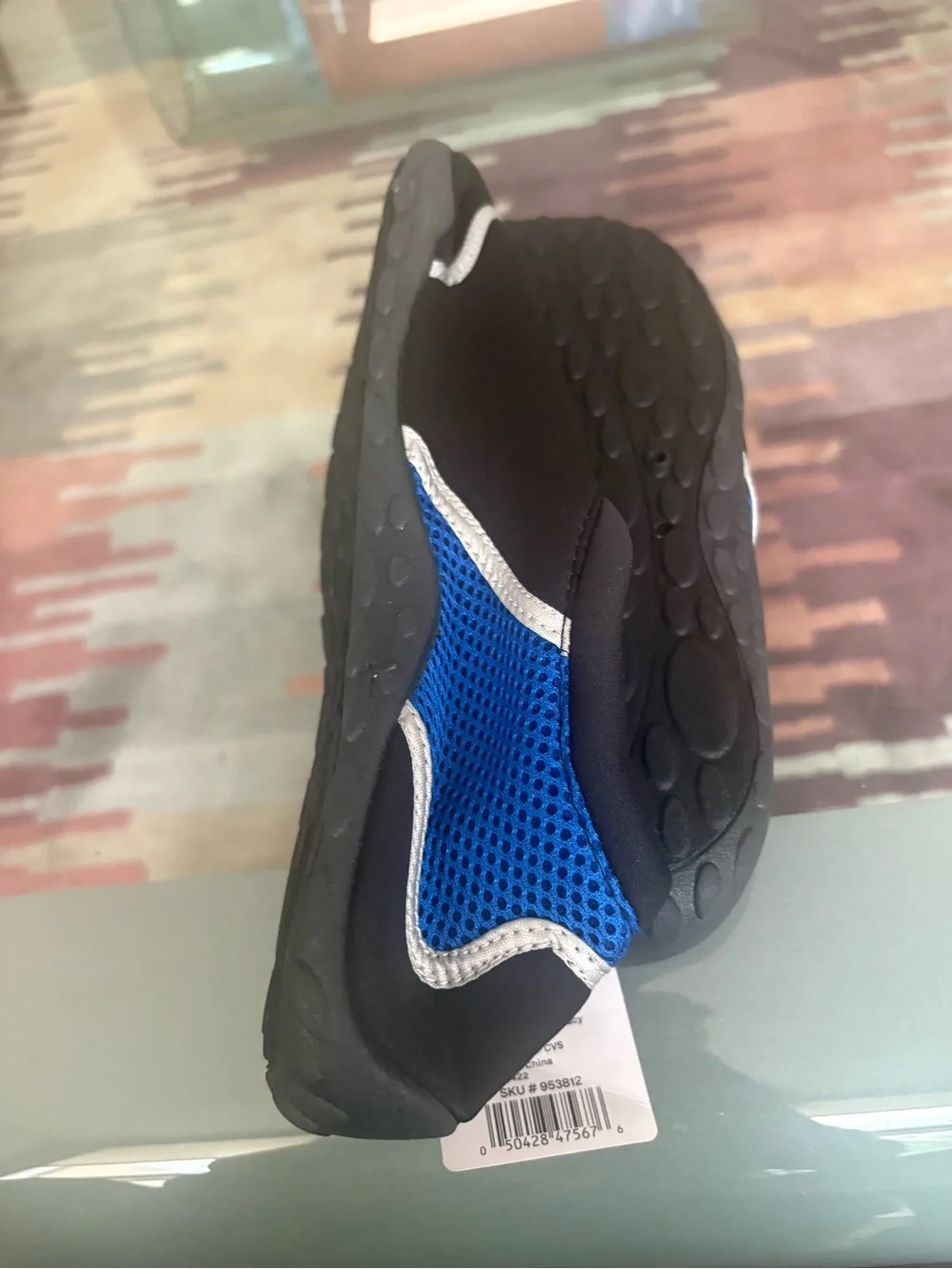 Kids Black Water Shoes with Blue Trim